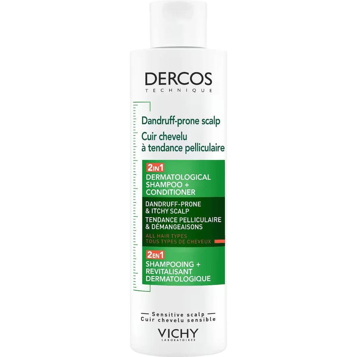 Vichy Dercos 2-in-1 Shampoo + Conditioner with Hyaluronic Acid for Dandruff-Prone Scalp front package
