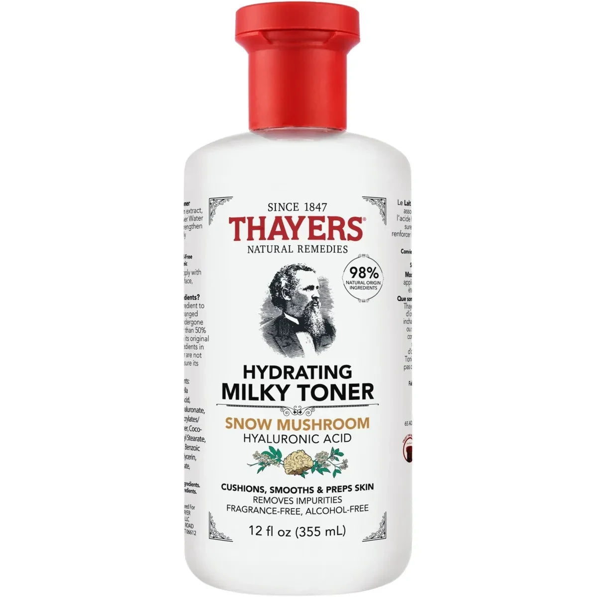 Thayers Milky Face Toner Skin Care with Snow Mushroom, Natural Gentle Facial Toner, for All Skin Types product package