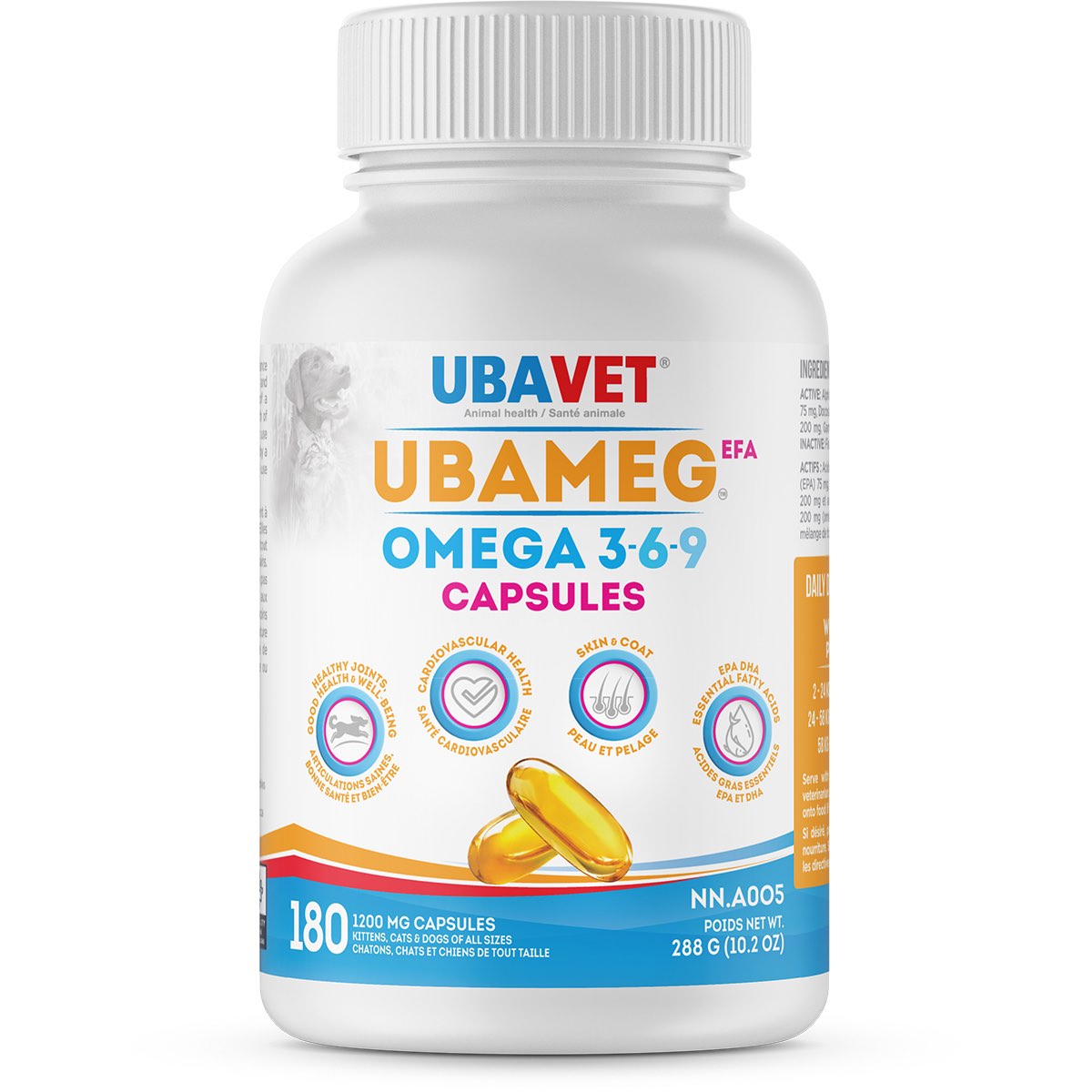 Ubameg EFA Omega 3 6 9 Capsules for Cats and Dogs - 180 Cap - product image 1