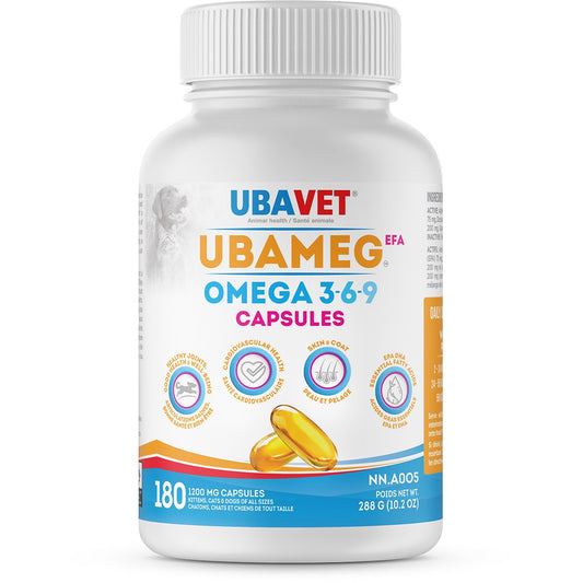 Ubameg EFA Omega 3 6 9 Capsules for Cats and Dogs - 180 Cap - product image 1