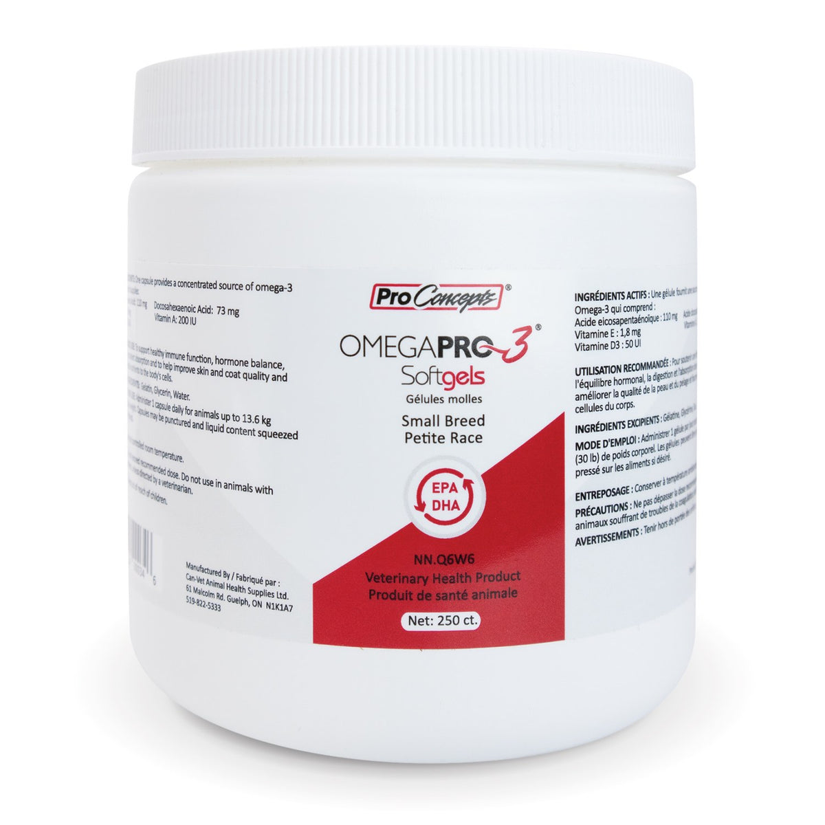 Omegapro 3 for Small Breeds for Dogs Capsule - 250 Softgels Test - product image 1