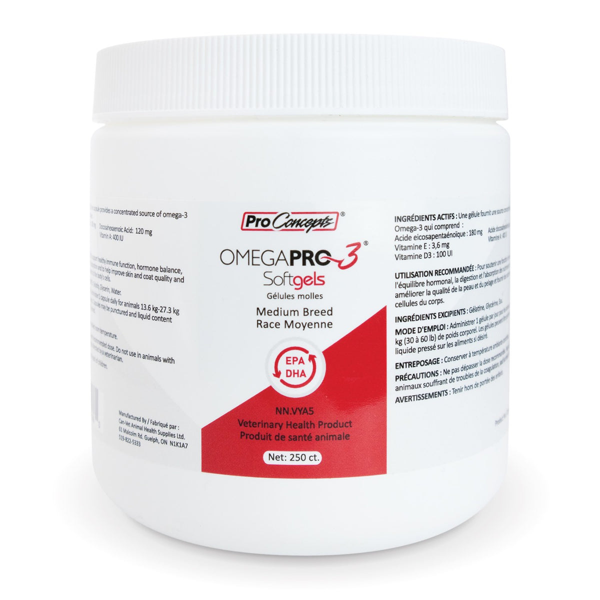 Omegapro 3 for Medium Breeds for Dogs Capsule - 250 Softgels Test - product image 1