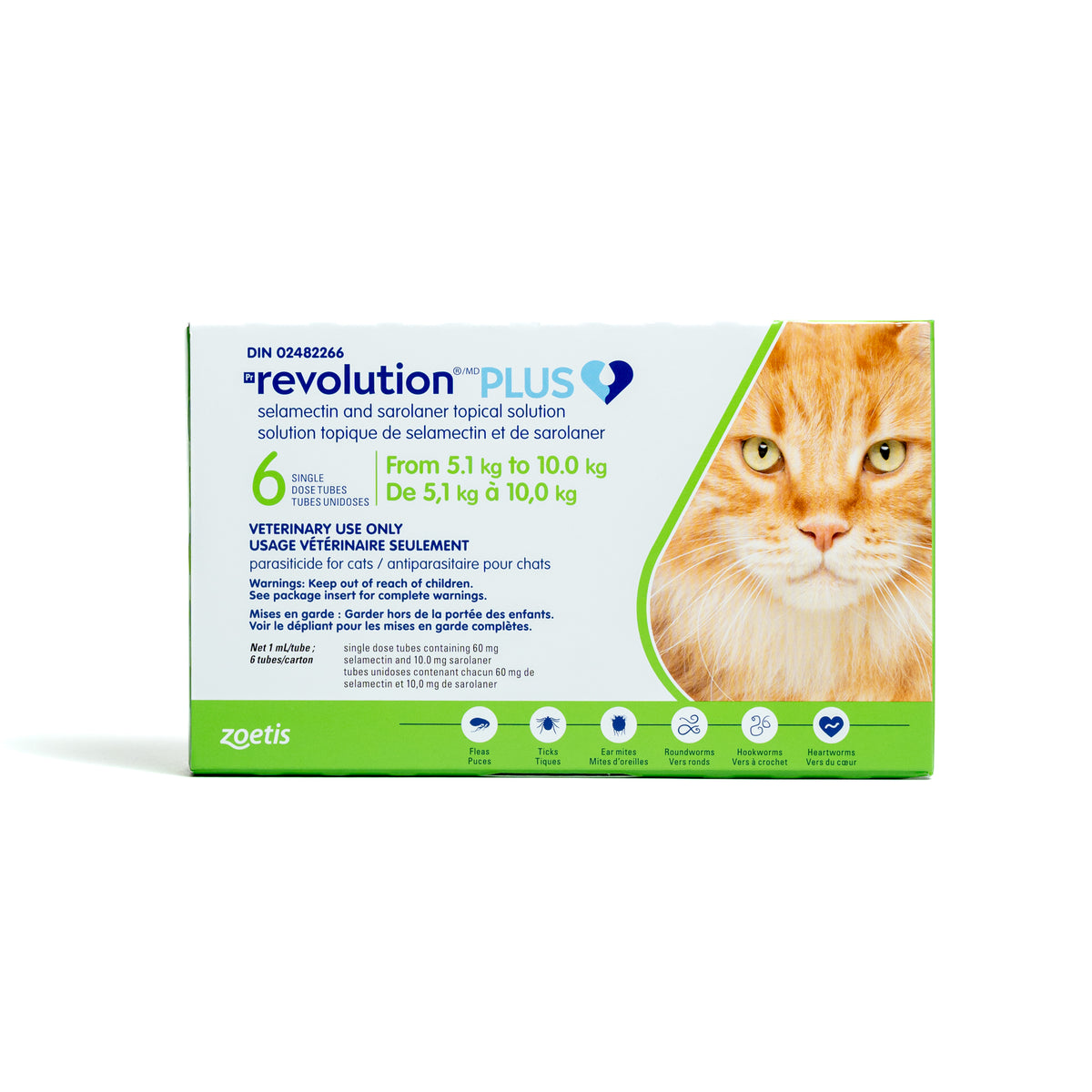 Revolution PLUS for Cats, 5.1 - 10 kg (Green), 6 Tubes