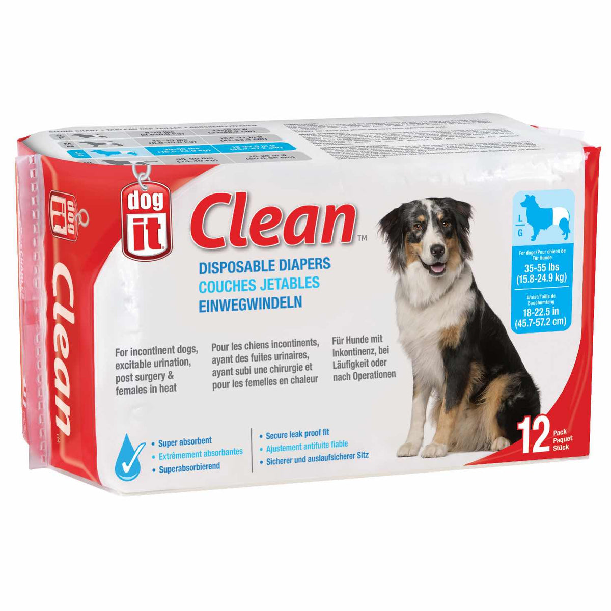 Clean Disposable Diapers for Dogs Bag of 12 Diapers - Default Title - product image 1