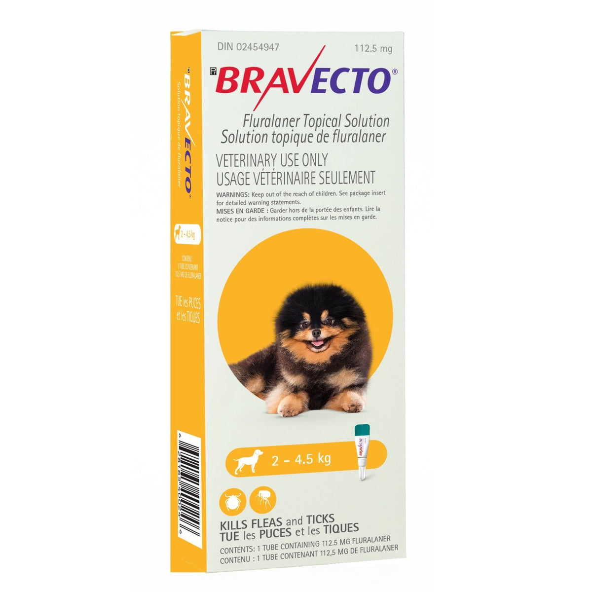 Bravecto Topical Solution for Dogs, 2 - 4.5 kg (Yellow), 1 Applicator