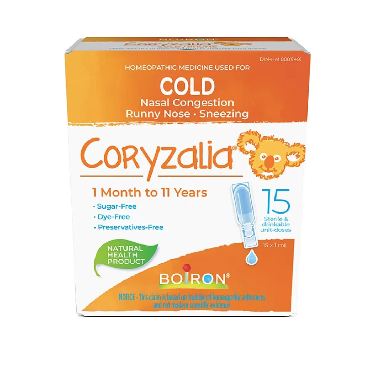 Boiron Children's Coryzalia for Cold and Cold Symptoms in Children 1 Month to 11 Years of Age product image