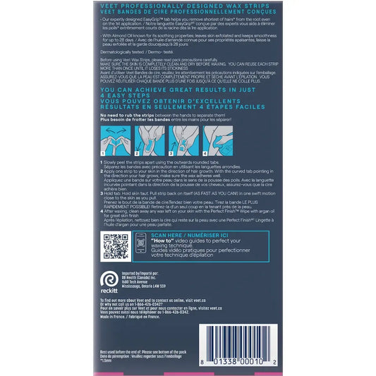 Veet ProfessionalTM Wax Strips, For Legs & Body, Dry Skin, With Almond Oil product detail