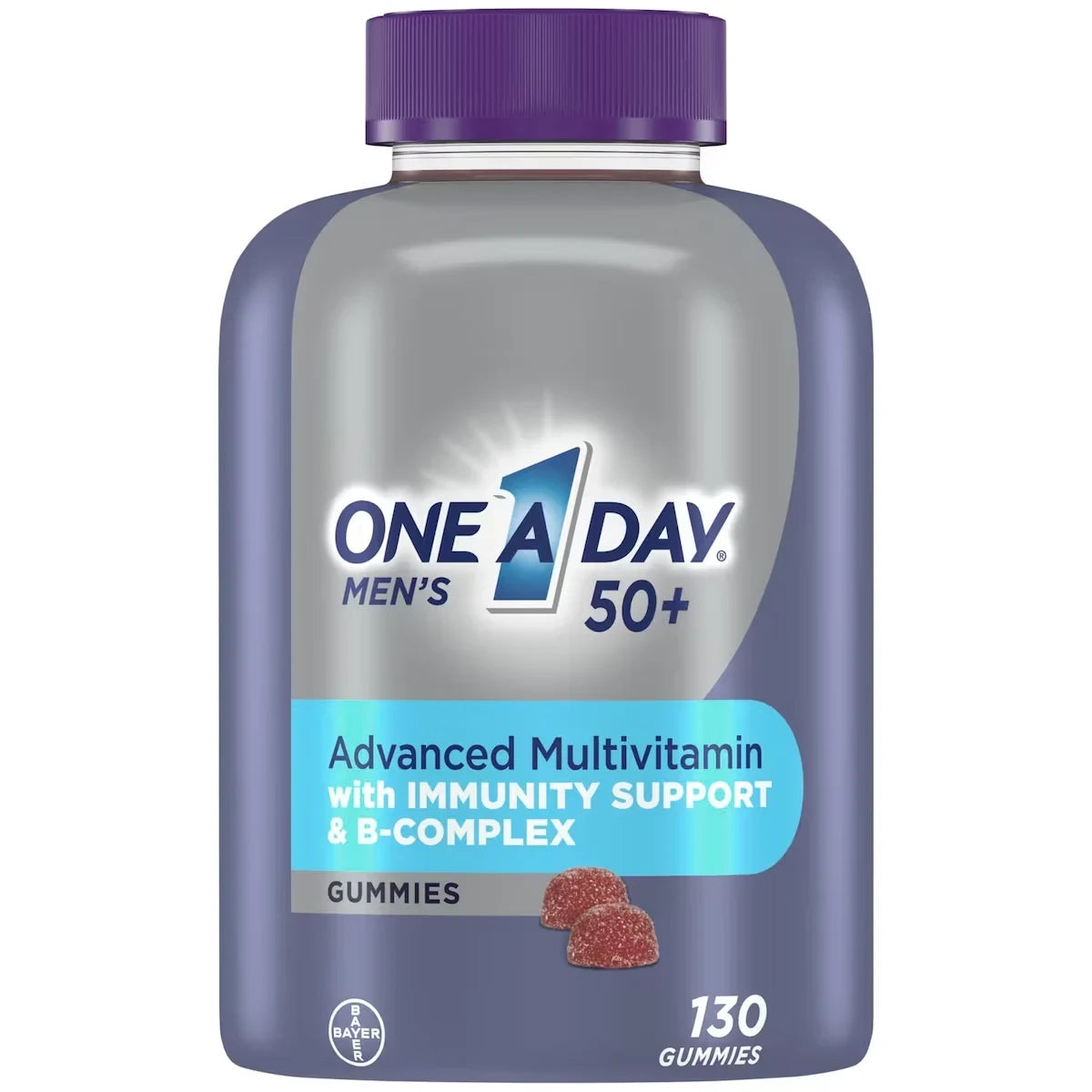 One A Day Men 50 Plus Multivitamin Gummies- Advanced Multivitamin Gummy with Immunity Support & B-Complex, 130 gummies product package
