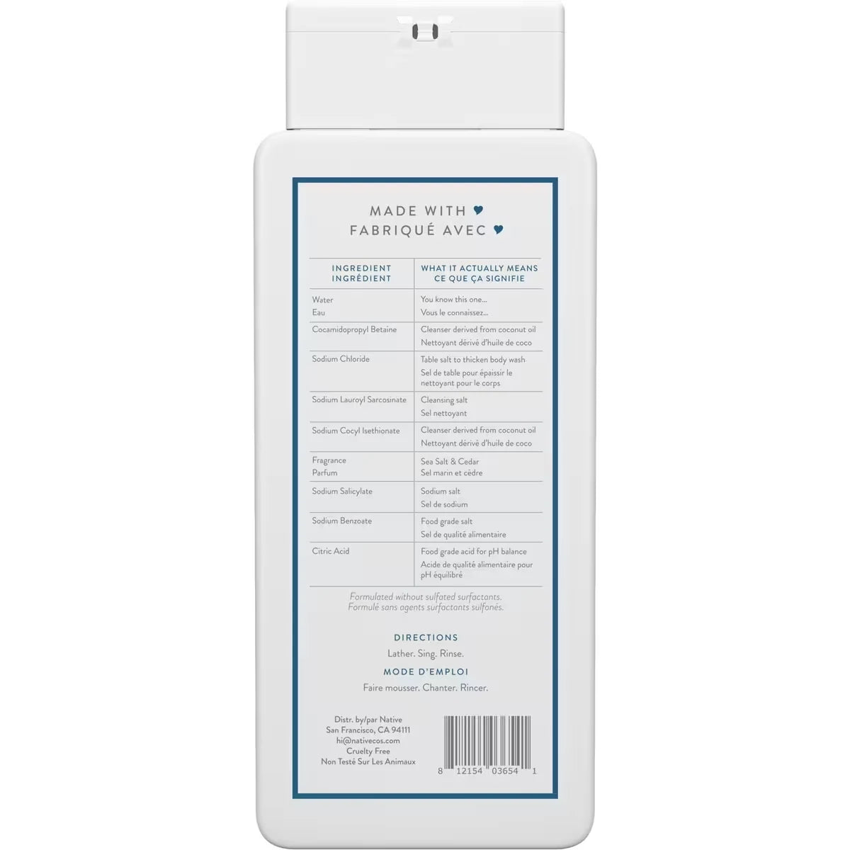 Native Natural Body Wash, Sea Salt & Cedar, Sulfate Free, Paraben Free product detail