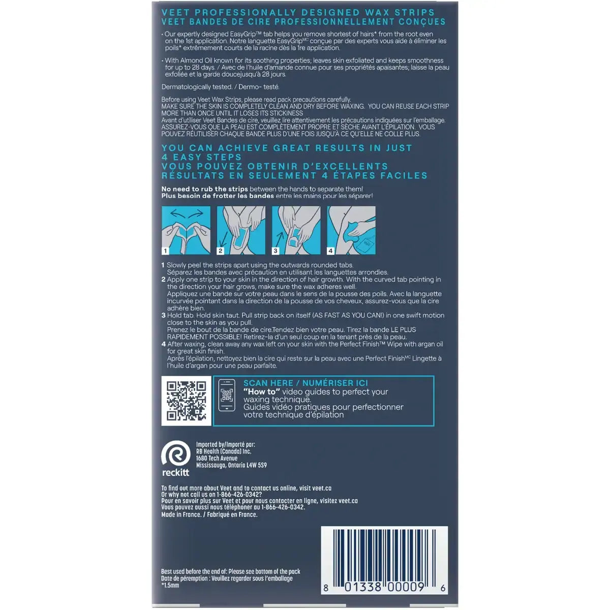 Veet ProfessionalTM Wax Strips, For Legs & Body, Sensitive Skin, With Almond Oil product detail