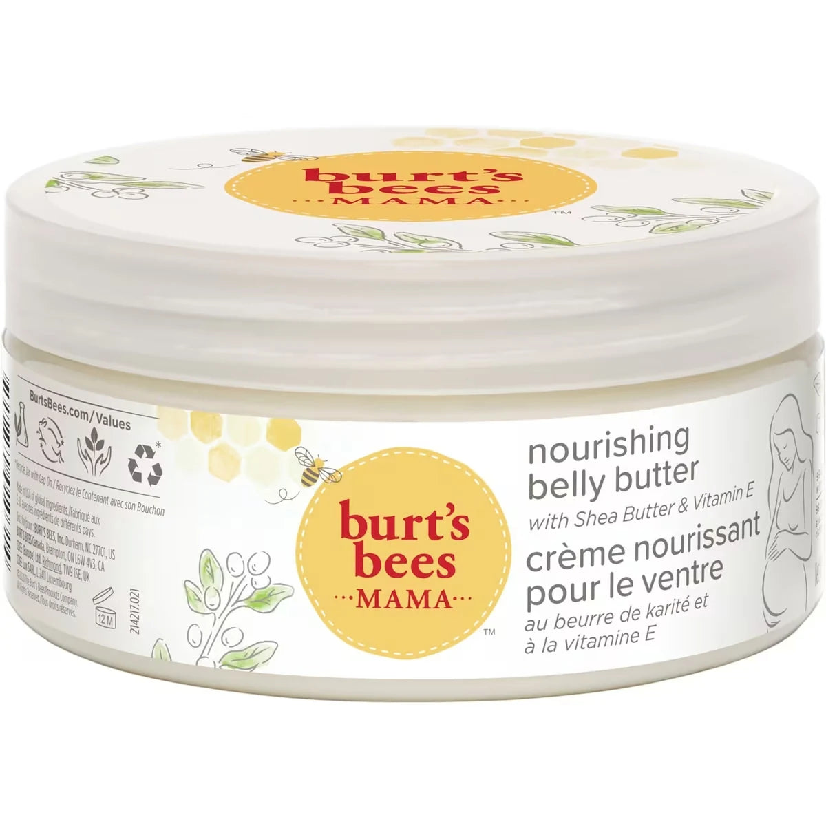 Burt's Bees MamaTM Belly Butter, Fragrance Free Lotion, with Shea Butter and Vitamin E, 99.0% Natural Origin front package