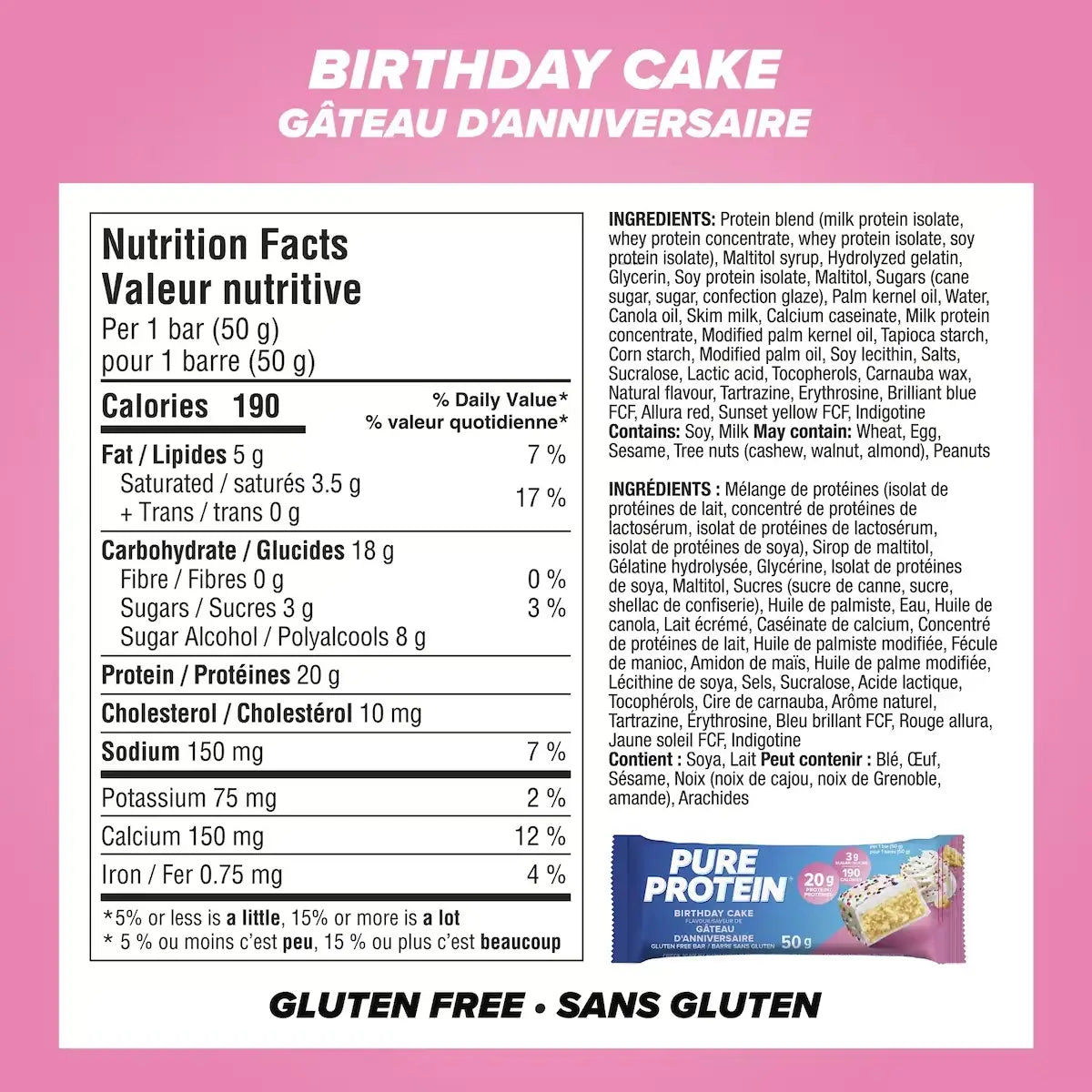 Pure Protein Bars, Birthday Cake, Gluten Free Snack Bar product detail