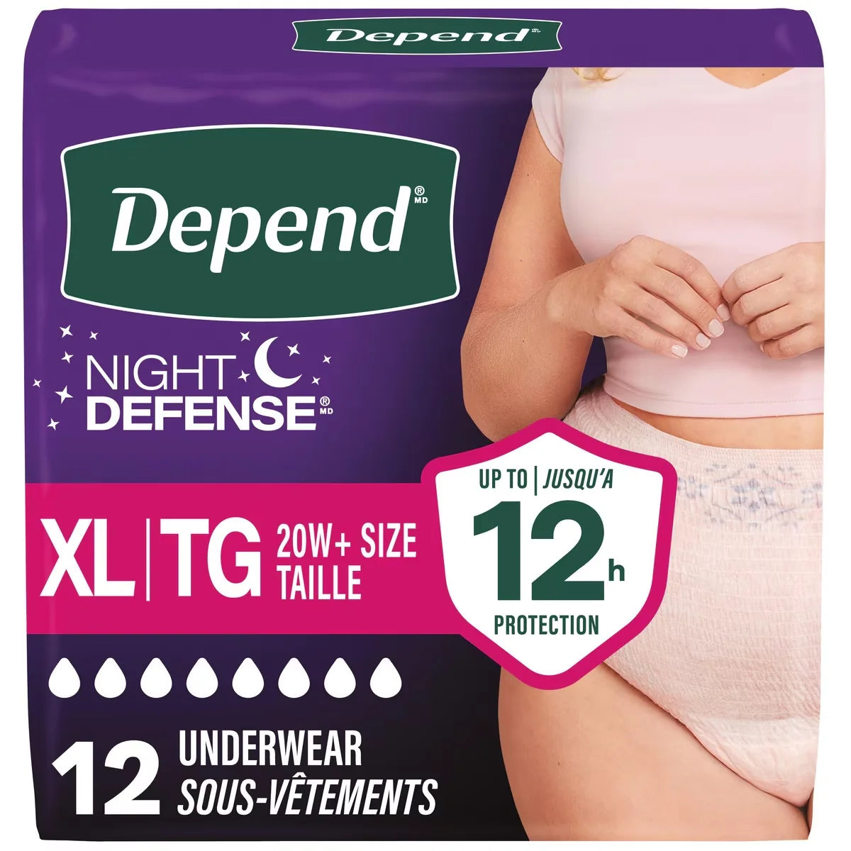 Depend Night Defense Incontinence Underwear for Women, Overnight, XL product image