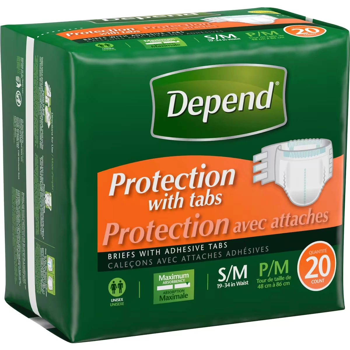 Depend Incontinence Protection with Tabs, Maximum Absorbency, Small/Medium product image