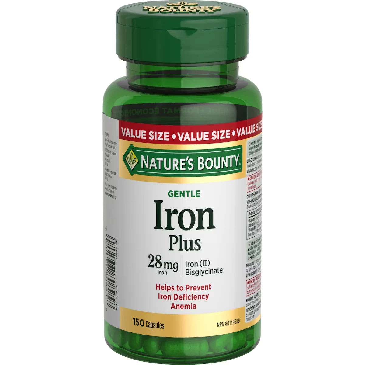 Natures Bounty Gentle Iron 28 mg, Helps Prevent Anemia, Capsules product image