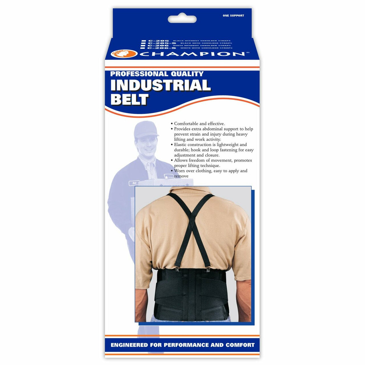 Airway Industrial Belt Med Suppport No Suspenders Black, Medium (30-36") C-206m - Each