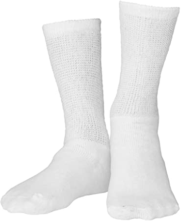 Airway Truform Comfort Care Non-Compression Diabetic Socks Crew Length White, Xlarge (Men:12+ Women: 1 - Pair of 3
