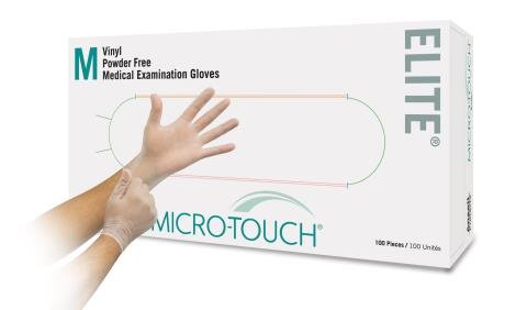 Ansell Micro-Touch Elite Vinyl Gloves Medium 3.9mil - Box of 100