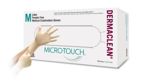 Ansell Bx/100 Micro-Touch Dermaclean Latex Gloves Medium 5.5mil, 9.5in Cuff - Box of 100