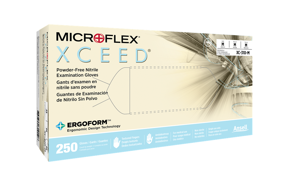 Ansell Xceed Nitrile Gloves Blue Large 2.8mil, 9.5" Cuff - Box of 250