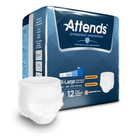 Attends 36596 - Attends Discreet Underwear Overnight, x-Large - Waist Size 48"- 64" - 4 Bags Of 12