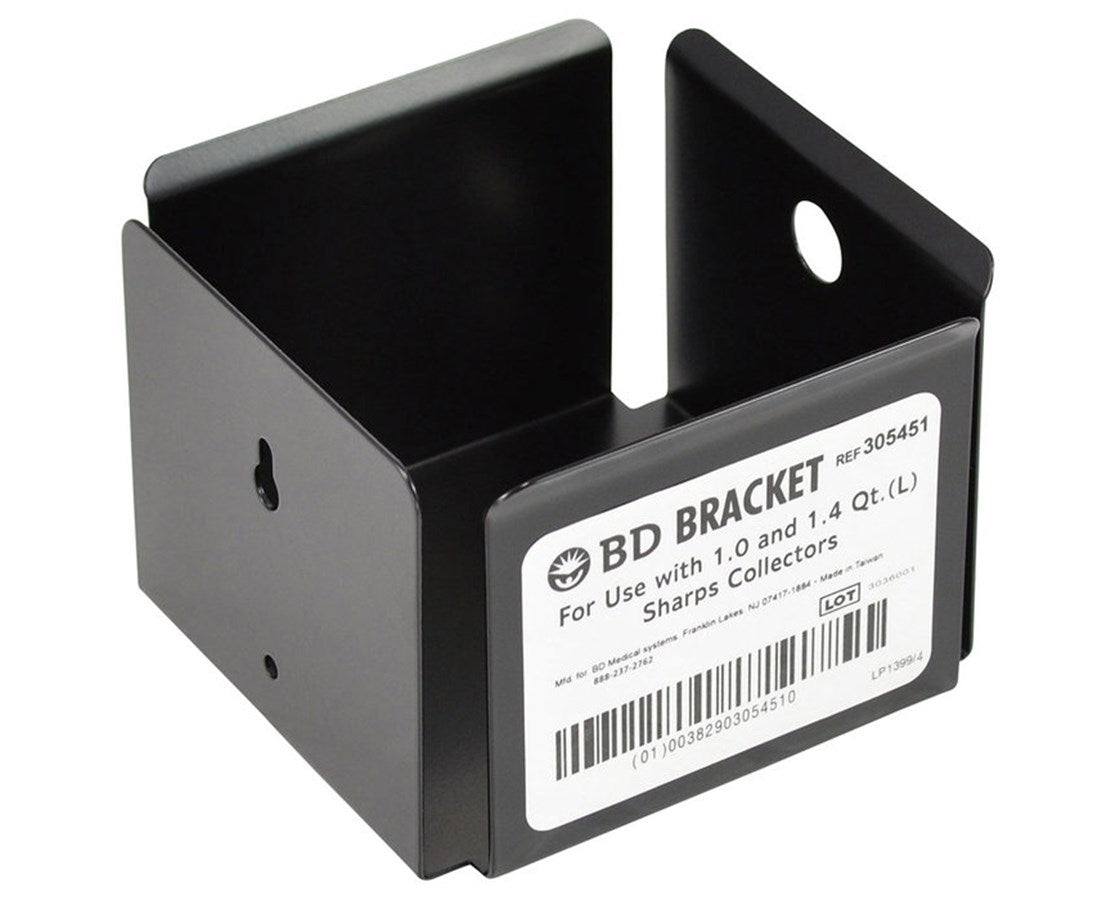 Becton Dickinson Cup Bracket For 1q And 1.4q Sharps Collector, W3" x L4" x H4", Black. - Each