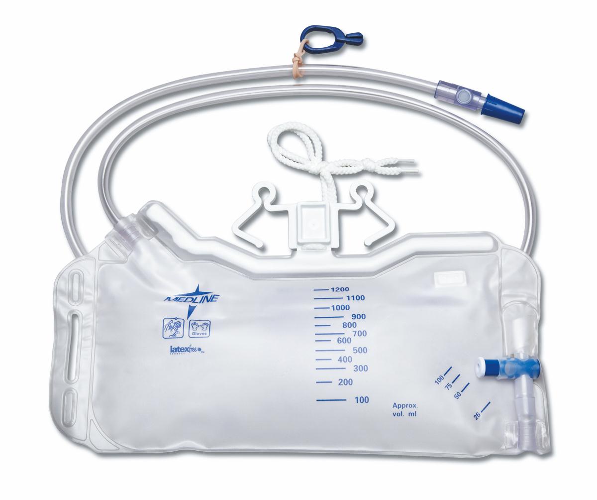 Medline Urinary Drainage Bag, 1200 mL, Latex Free. - Each