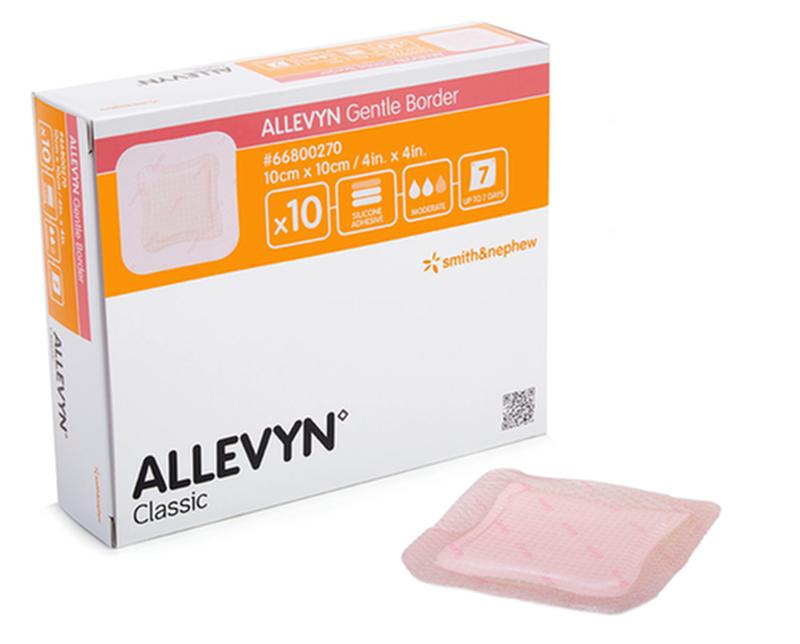 Smith & Nephew Allevyn Gentle Border Dressing, Size 10 cm x 10 cm - Box of 10