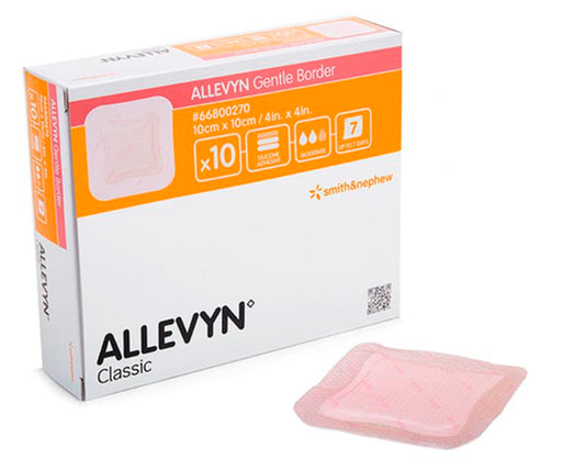 Smith & Nephew Allevyn Gentle Border Dressing, Size 10 cm x 10 cm - Box of 10