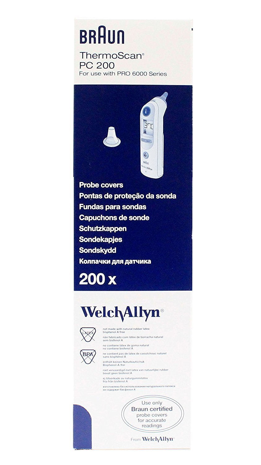 Welch Allyn Probe Covers For Thermoscan Pro6000 & Pr4000 Tympanic Ear Thermometer - Box of 200