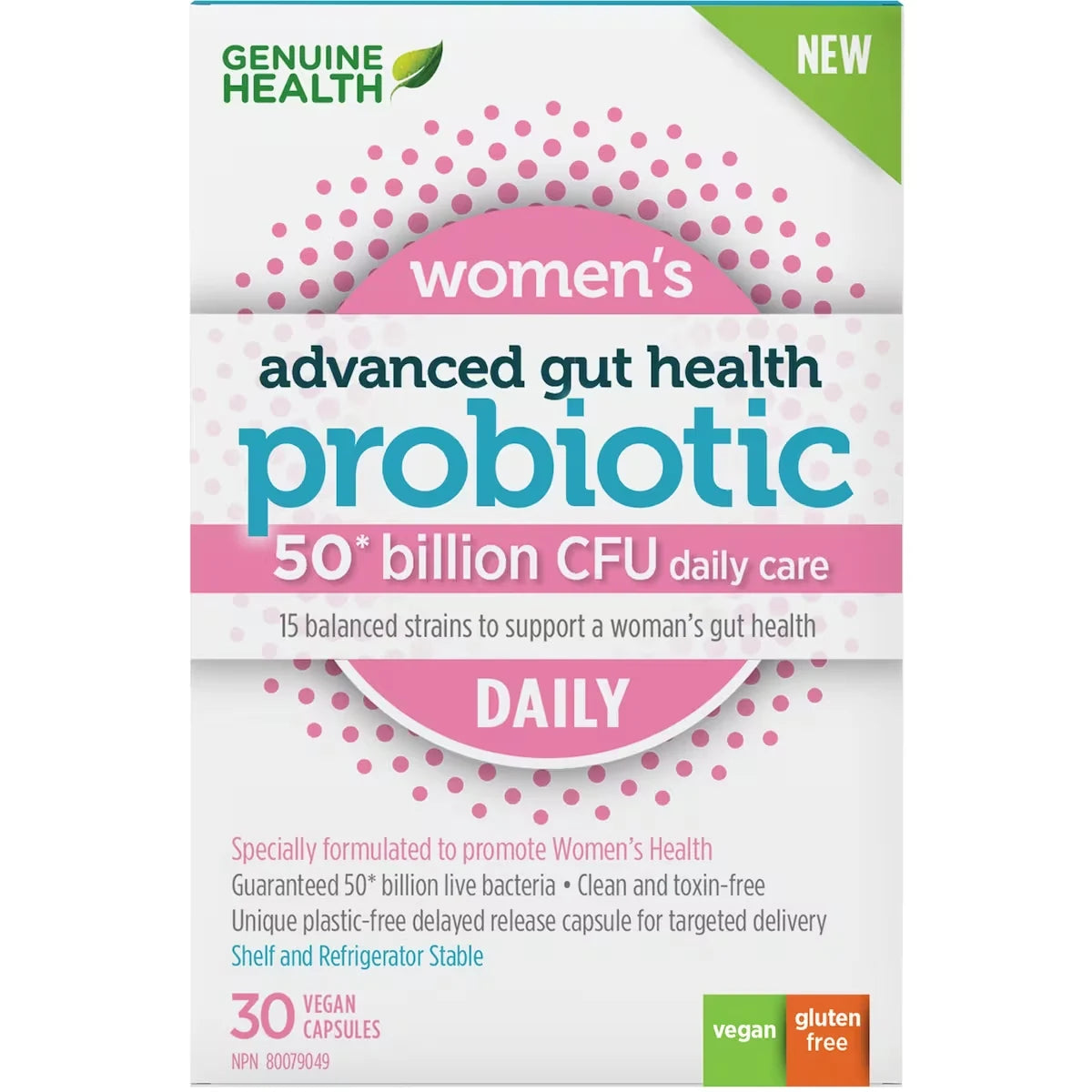 Genuine Health Advanced Gut Health Daily Probiotics for Women, 50 Billion CFU, 15 Diverse Strains product image