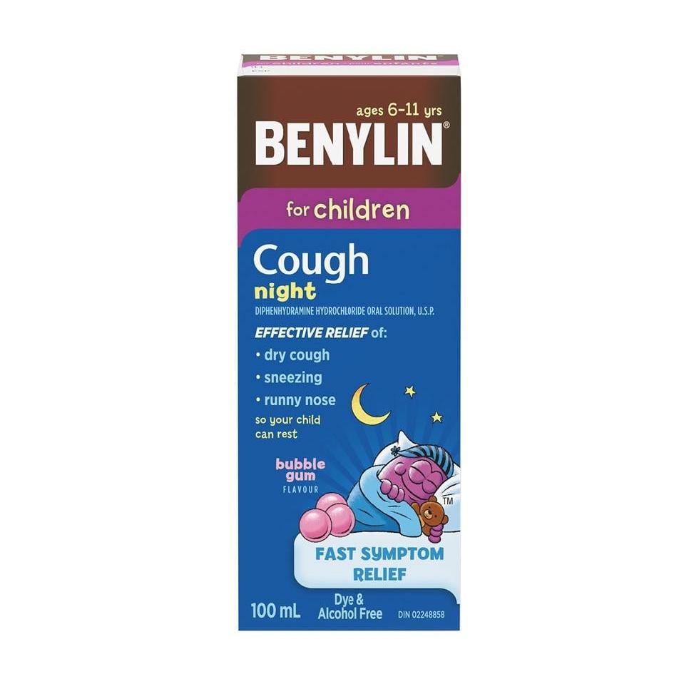 Benylin Childrens' Cough & Cold Relief, Night, Bubble Gum Flavour