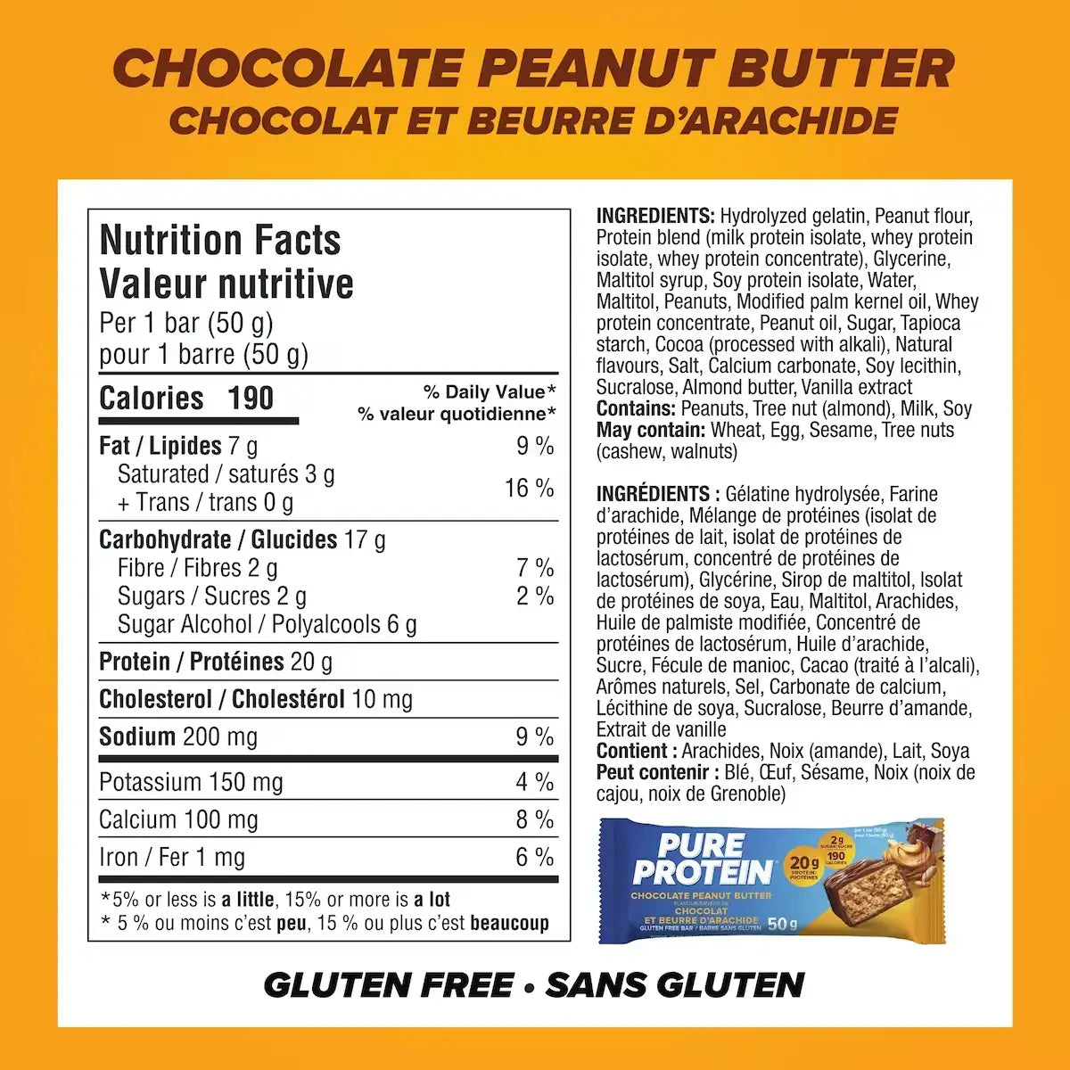 Pure Protein Bars, Chocolate Peanut Butter, Gluten Free Snack Bars product detail