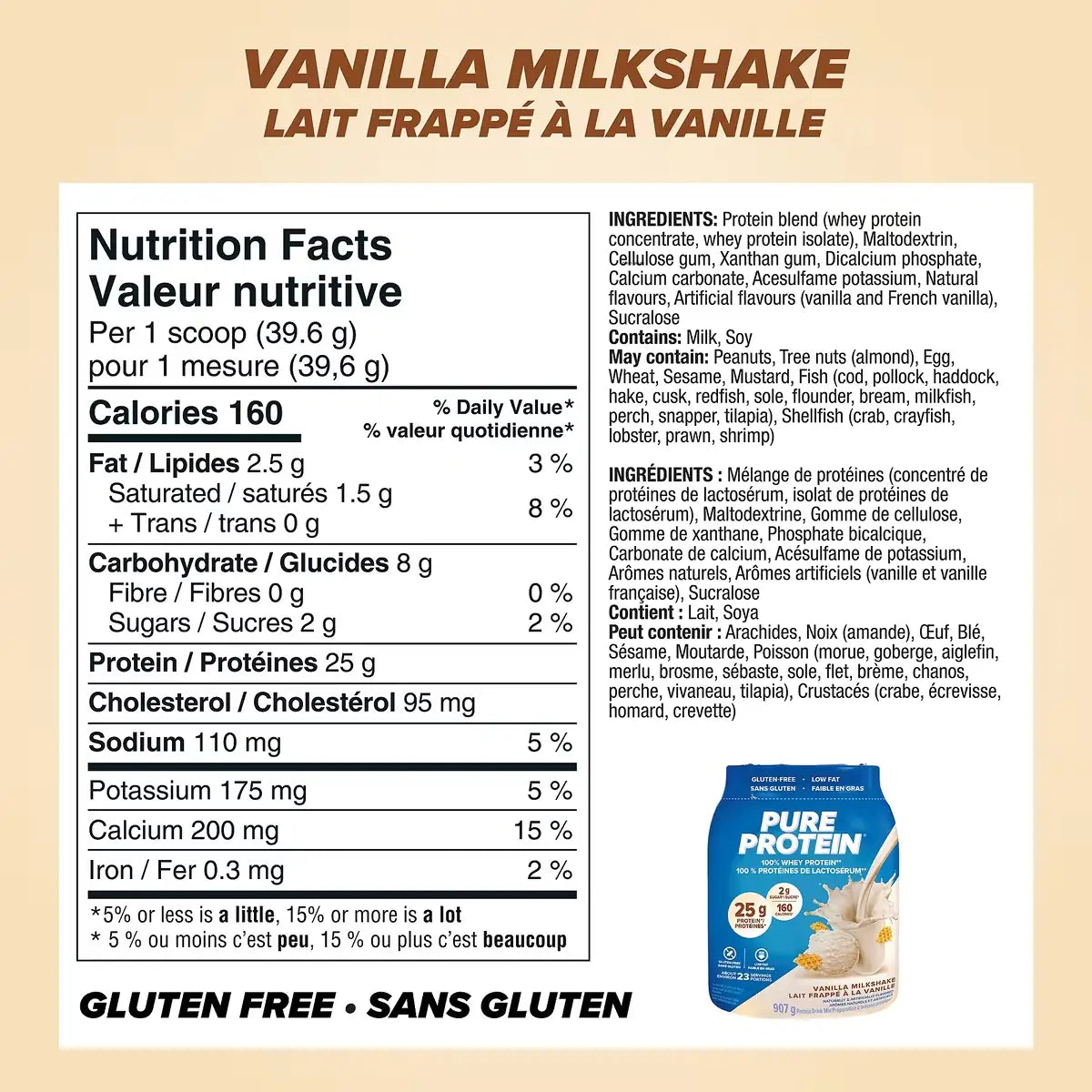 Pure Protein Powder, Vanilla Cream Whey Powder , Great for Shakes product detail