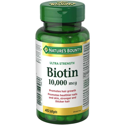 Natures Bounty Biotin Supplement, 10000mcg 45 count front package