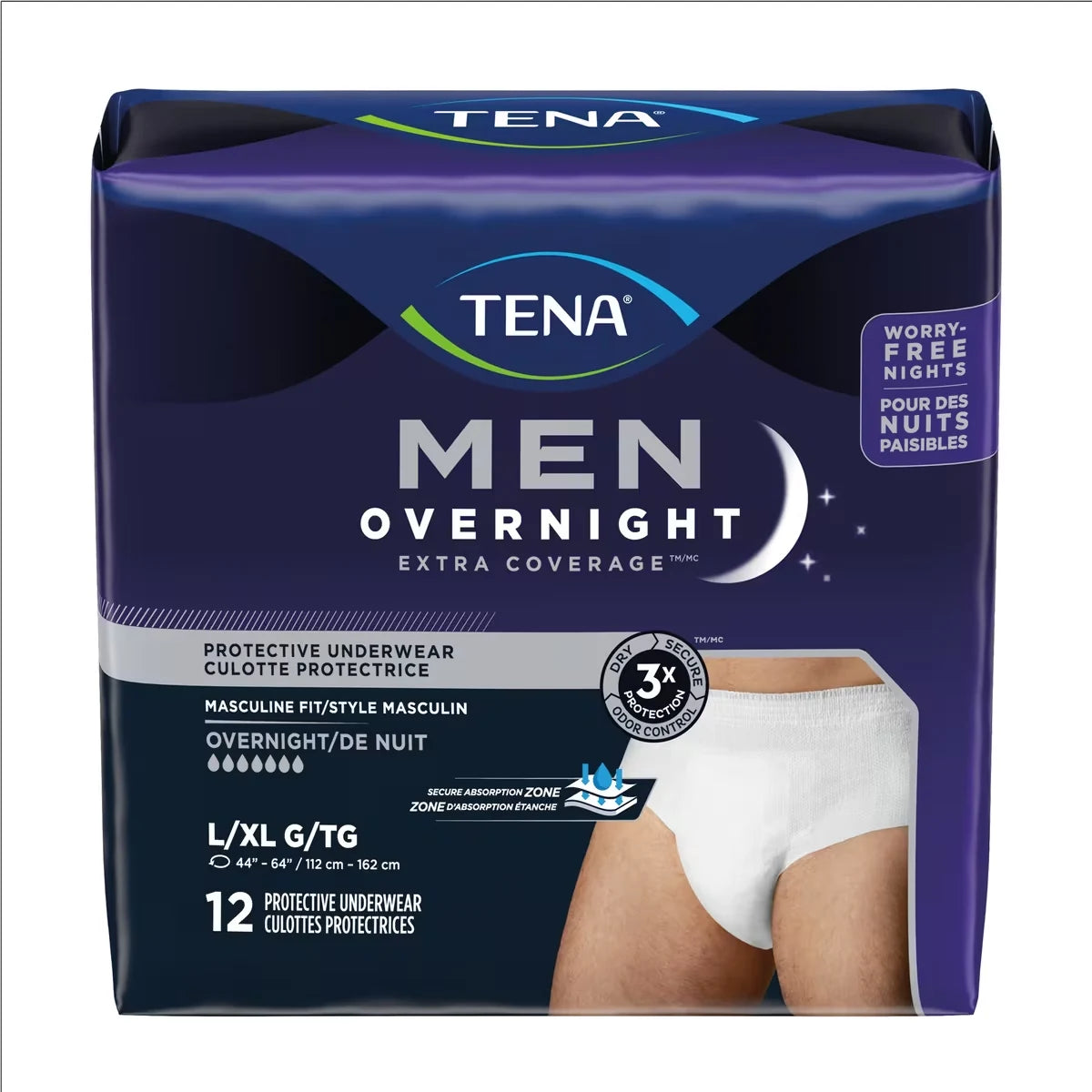 Tena Men Overnight Extra Coverage Incontinence Underwear, Large/Extra-Large product image