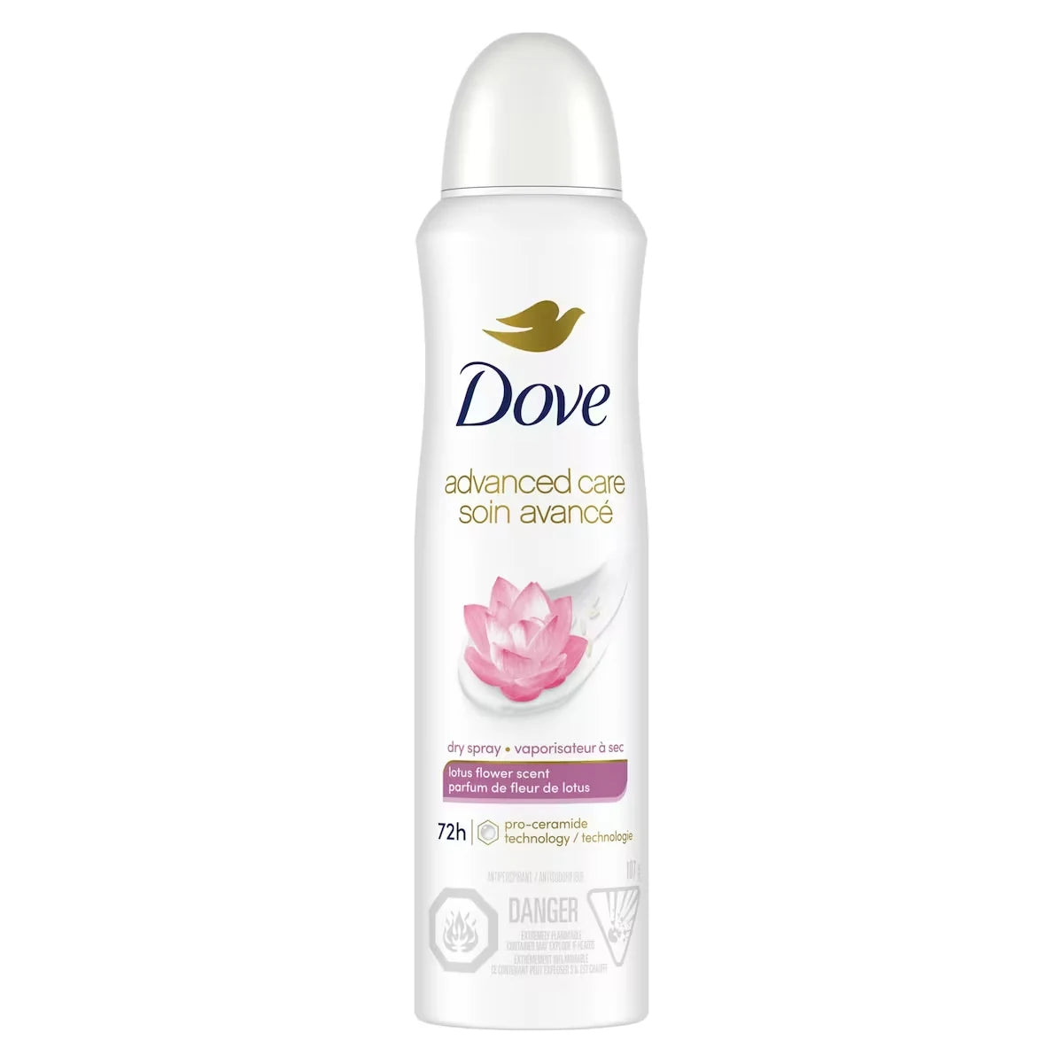 Dove Nourishing Secrets Antiperspirant Dry Spray Lotus Flower Scent antibacterial odour protection 107 g front package