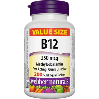 Webber Vitamin B12 Methylcobalamin 250 mcg Natural Cherry Flavour front package