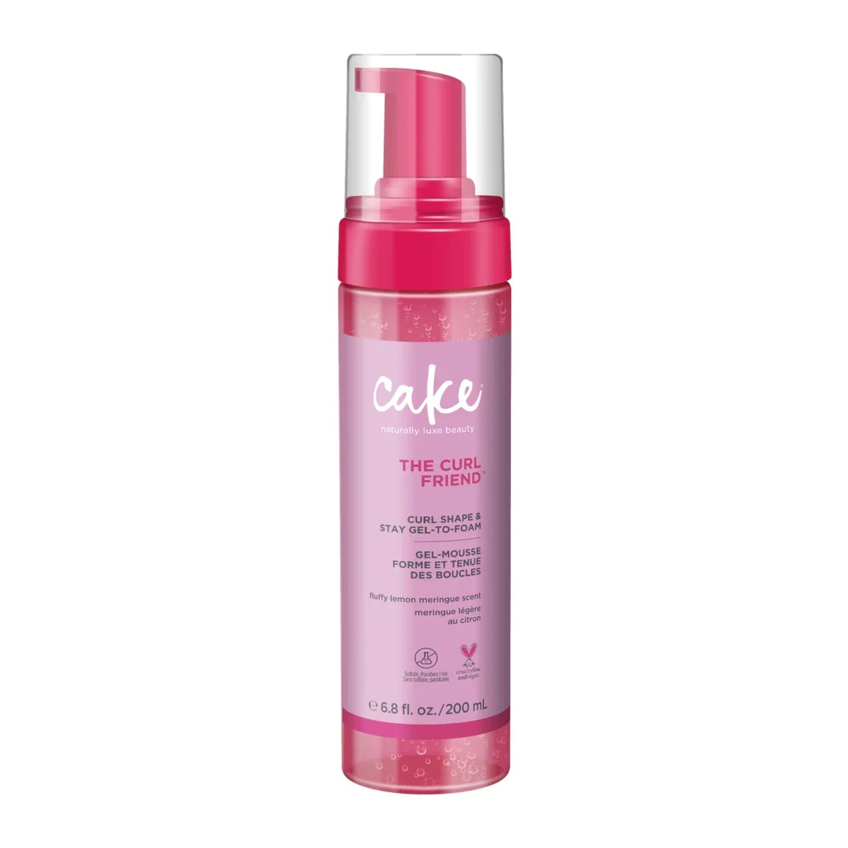 Cake Beauty Gel-to-Foam, The Curl Friend - High Hold Curl Definition Plus Volume - 200 mL product package