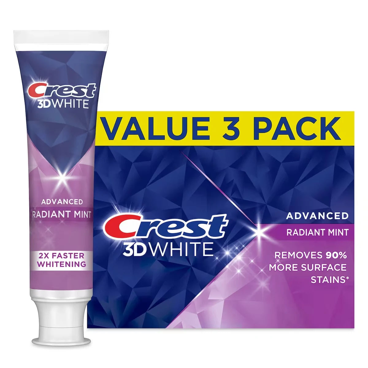 Crest 3D White Advanced, Whitening Toothpaste Radiant Mint, 70- mL, Pack of 3 product image