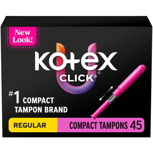 Kotex Click Compact Tampons, Regular, 45 ct 45 count front package