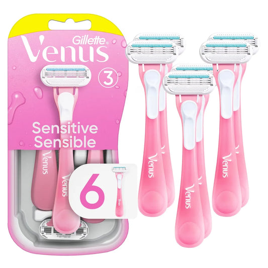 Venus Gillette Sensitive Women's Disposable Razors - 6 Pack front package