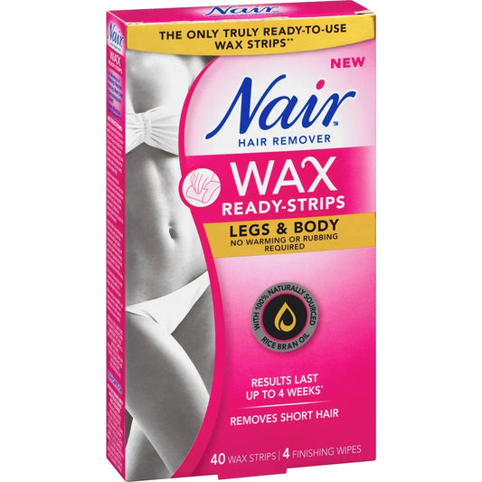 Nair Wax Ready-Strips for Legs and Body with 100% Naturally Sourced Rice Bran Oil product detail