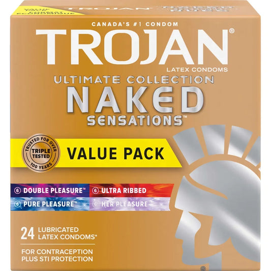 Trojan Naked Sensations Ultimate Collection Variety Pack Lubricated Condoms front package