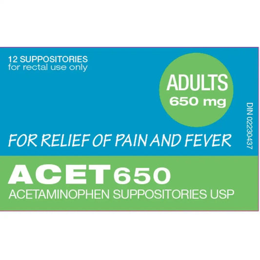 Acet 650Mg Suppositories front package