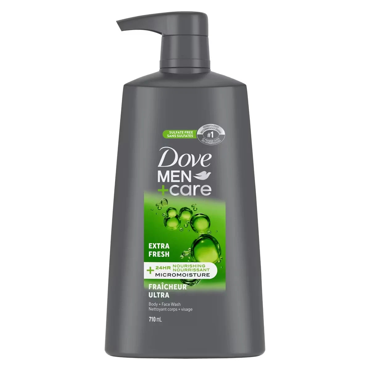 Dove Men+Care Refreshing Extra Fresh Body and Face Wash with 24-Hour Nourishing Micromoisture Technology Body Wash for front package