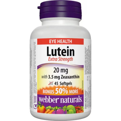Webber Lutein Extra Strength 20 mg with 3.5 mg Zeaxanthin front package