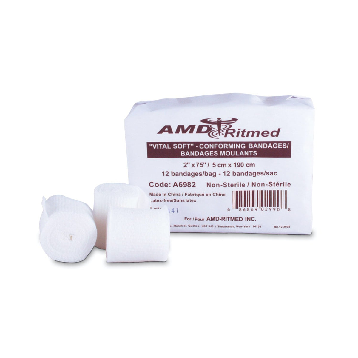 VitalSoft Conforming Bandage Box of 12 Rolls 2 in x 75 in - Default Title - product image 1