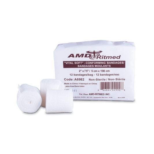 VitalSoft Conforming Bandage Box of 12 Rolls 2 in x 75 in - Default Title - product image 1