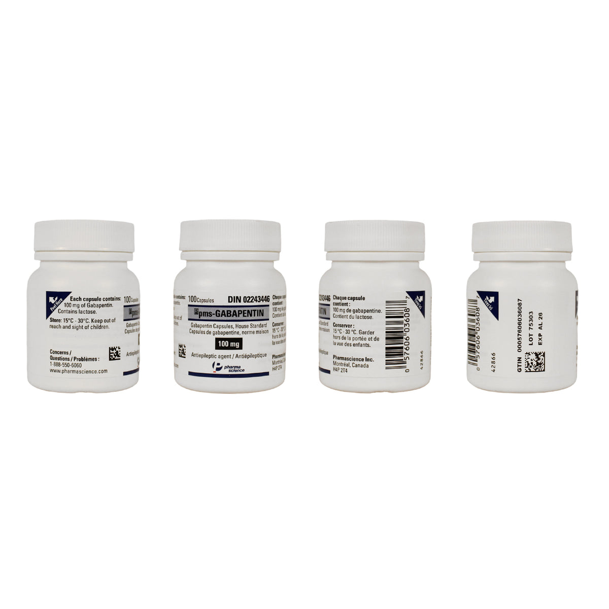 Pms - Gabapentin Capsule 1 Bottle of 100 Capsules